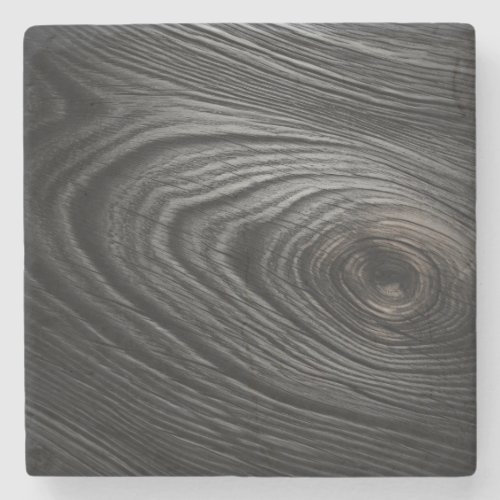 Charcoal Black Wood Grain Texture Stone Coaster