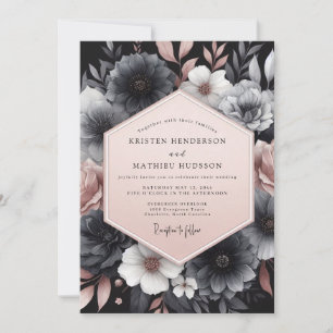 Charcoal Blush Gloaming Wedding Invitation