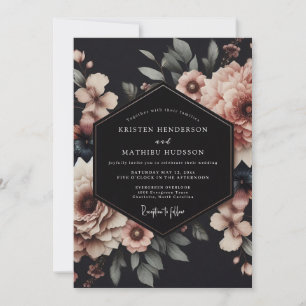 Charcoal Blush Nocturne Wedding Invitation