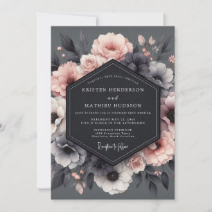 Charcoal Blush Tableau Wedding Invitation