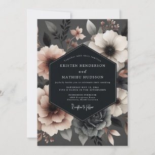 Charcoal Blush Vesper Bloom Wedding Invitation