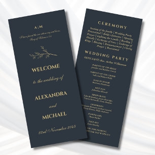 Charcoal Botanical Minimalist Christian Wedding  Program