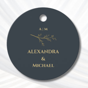 Charcoal Botanical Minimalist Wedding Thank You Favor Tags