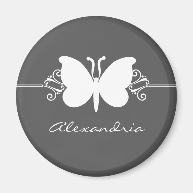 Charcoal Butterfly Swirls Magnet (Front)