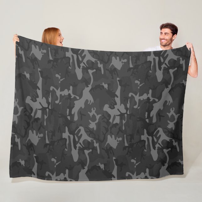 Charcoal Camo Fleece Blanket (In Situ)