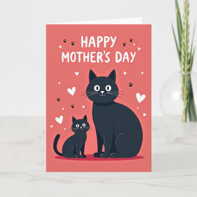 Charcoal Cat Mothers Day Card (Front)