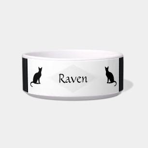 Charcoal Ceramic Pet Bowl with cats - HAMbWG