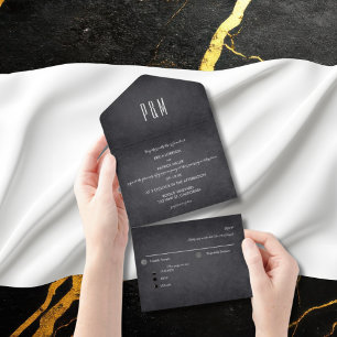 Charcoal Chalk Minimalist Elegant Script All In One Invitation