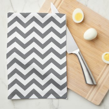 Charcoal Chevron Kitchen Towels by thespottedowl at Zazzle