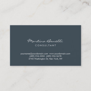 Charcoal Color Minimalist Script Business Card