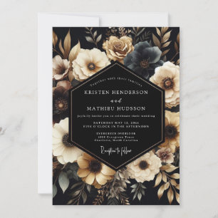 Charcoal Cream Nocturne Wedding Invitation