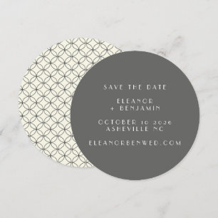 Charcoal Cream Round Geometric Modern Wedding Save The Date