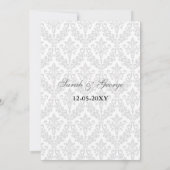 charcoal damask diamante wedding invitation (Back)