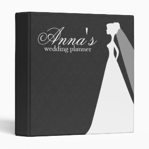Charcoal Damask Wedding Planner Binder