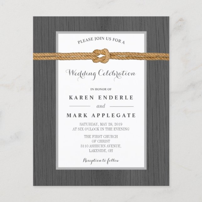 Charcoal Dockside &  Rope Rustic Budget Wedding (Front)
