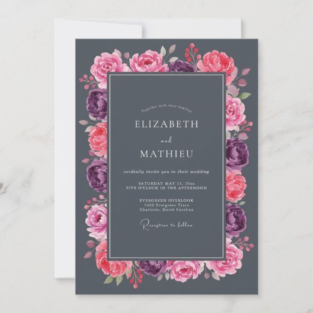Charcoal Dramatic Winter Wedding Invitation (Front)