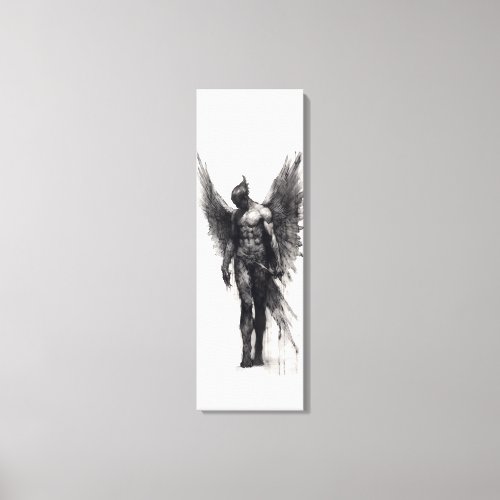 Charcoal drawing of human avian canvas print