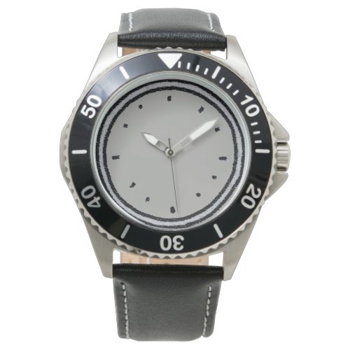 Charcoal Drawn Style Clock Face Watch