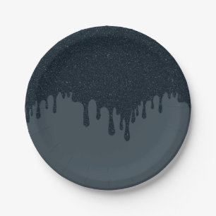Charcoal Drip Effect Party Plate – Customizable