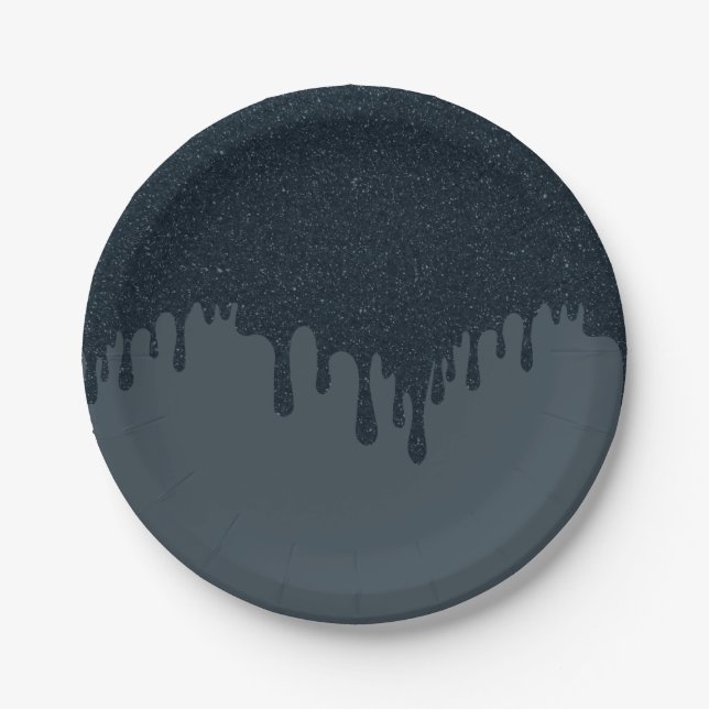 Charcoal Drip Effect Party Plate – Customizable (Front)