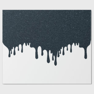 Charcoal Drip on White Gift Wrap – Customizable