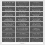 Charcoal Elegant Script 24 Wedding Guest Address Sticker<br><div class="desc">24 wedding guest address labels for sending out your invitations with white elegant text against charcoal. Add the names in a beautiful,  classic script and the address in an elegant timeless font.</div>