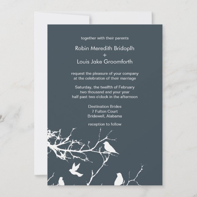 Charcoal Elegant Winter Weddings Personalized Invitation (Front)