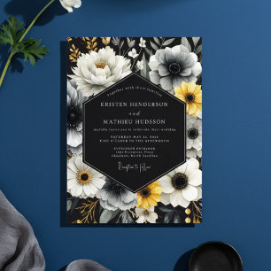 Charcoal Floral Nocturne Wedding Invitation