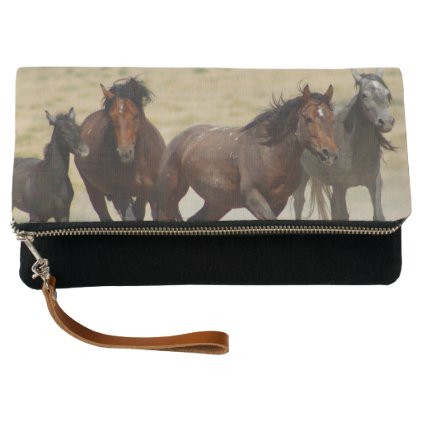 CHARCOAL FOLD OVER PURSE WITH WILD HORSES OF UTAH