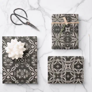 Charcoal Geometric Design Wrapping Paper Sheets