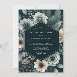 Charcoal Gloaming Anemone Wedding Invitation