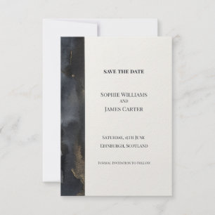 Charcoal Gold Abstract Save The Date Card