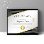 Charcoal & Gold Certificate of Appreciation Award<br><div class="desc">Shiny Charcoal Grey & Gold Professional Certificate Award. Includes Two Gold Medals.</div>