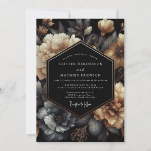 Charcoal Gold Chiaroscuro Wedding Invitation