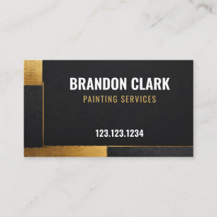 Charcoal & Gold Color-Block Frame Painting Business Card