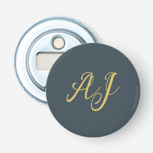 Charcoal Gold Color Monogram Professional Initial Bottle Opener