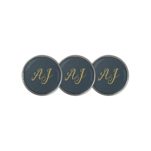 Charcoal Gold Color Monogram Professional Initial Golf Ball Marker