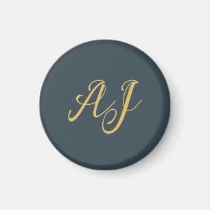 Charcoal Gold Color Monogram Professional Initial Magnet