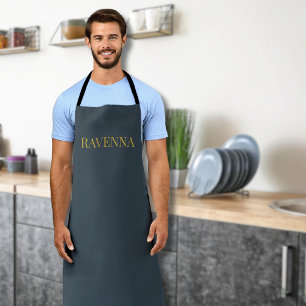 Charcoal Gold Name Personalized Custom Luxury Gift Apron