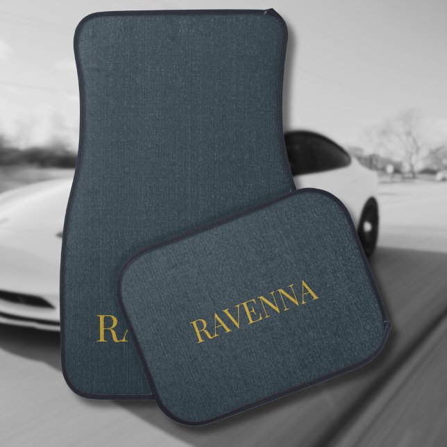 Charcoal Gold Name Personalized Custom Luxury Gift Car Floor Mat (Creator Uploaded)