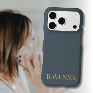 Charcoal Gold Name Personalized Custom Luxury Gift iPhone 17 Pro Case