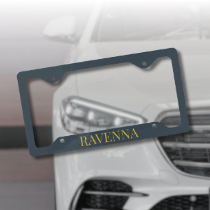 Charcoal Gold Name Personalized Custom Luxury Gift License Plate Frame