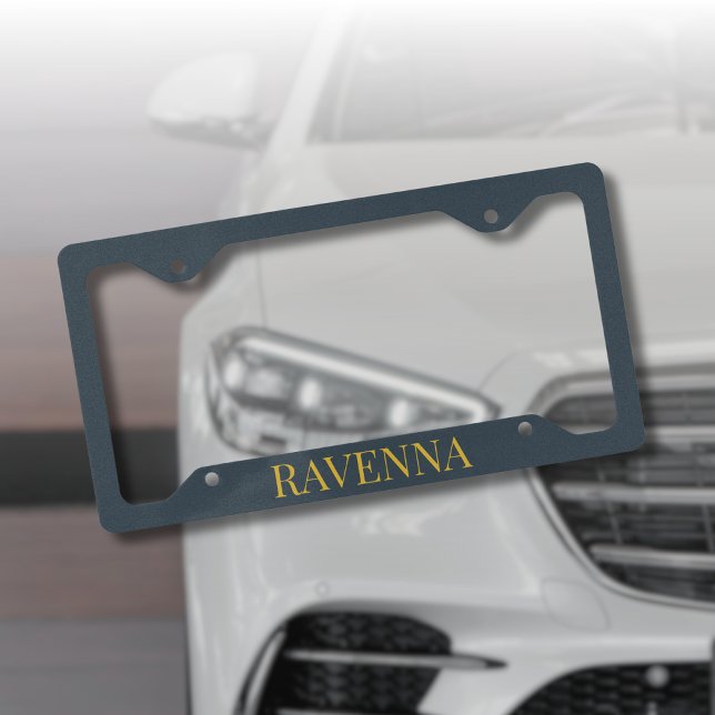 Charcoal Gold Name Personalized Custom Luxury Gift License Plate Frame (Creator Uploaded)