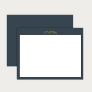 Charcoal Gold Name Personalized Custom Luxury Gift Note Card