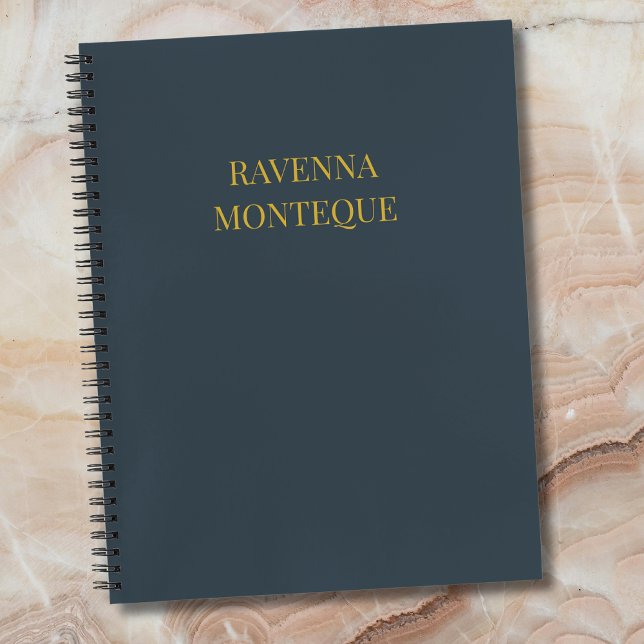 Charcoal Gold Name Personalized Custom Luxury Gift Notebook (Creator Uploaded)