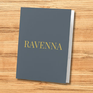Charcoal Gold Name Personalized Custom Luxury Gift Pocket Folder