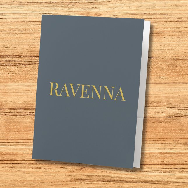 Charcoal Gold Name Personalized Custom Luxury Gift Pocket Folder (Creator Uploaded)