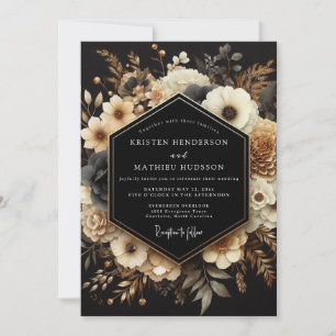 Charcoal Gold Nocturne Wedding Invitation