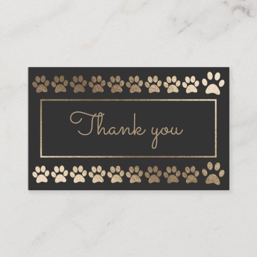 Charcoal Gold Paw Print Dog Walker Loyalty Card