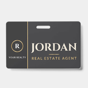 Charcoal Gold Real Estate Agent Logo ID Badge